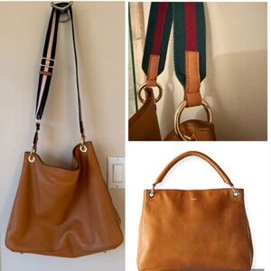 New mark & graham 3 in 1 Tan Leather Shoulder/ crossbody hand Bag
